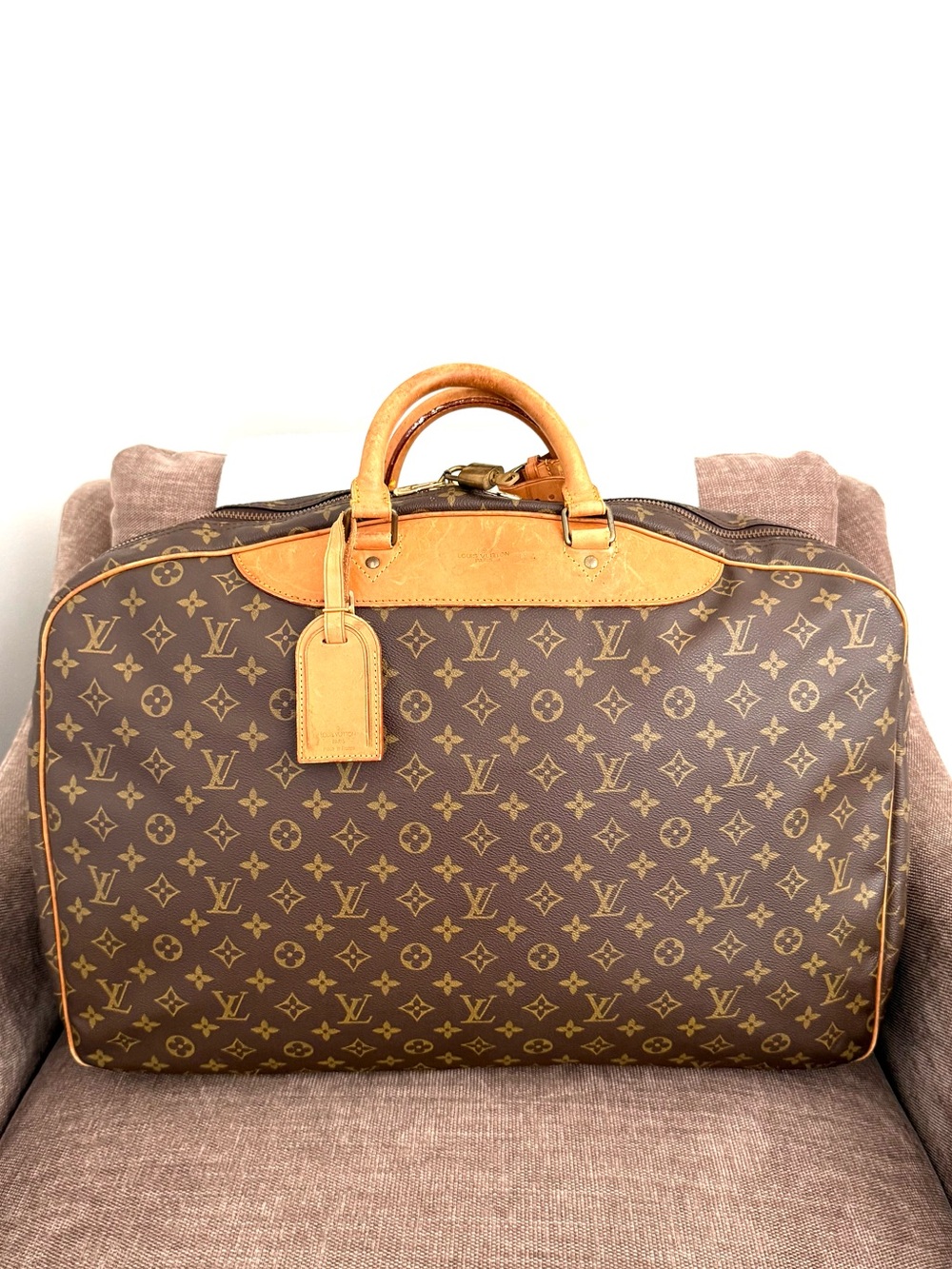 Authentic Louis Vuitton Alizé 1 Poche travel bag M41393 brown monogram LV unisex